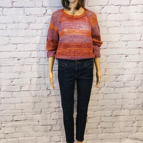 CLEO - Beautiful open knit sweater (burnt orange/raspberry with gold threading) - Picture 5 of 9